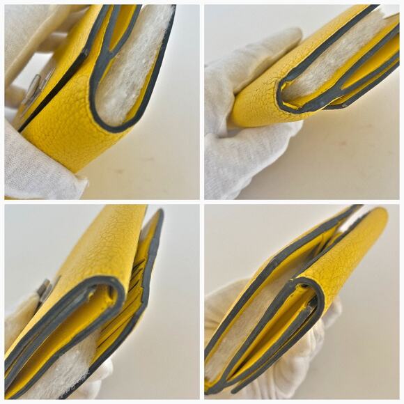 FENDI Bifold Wallet Peekaboo Selleria Yellow Leather Coin Case - Picture 8 of 12